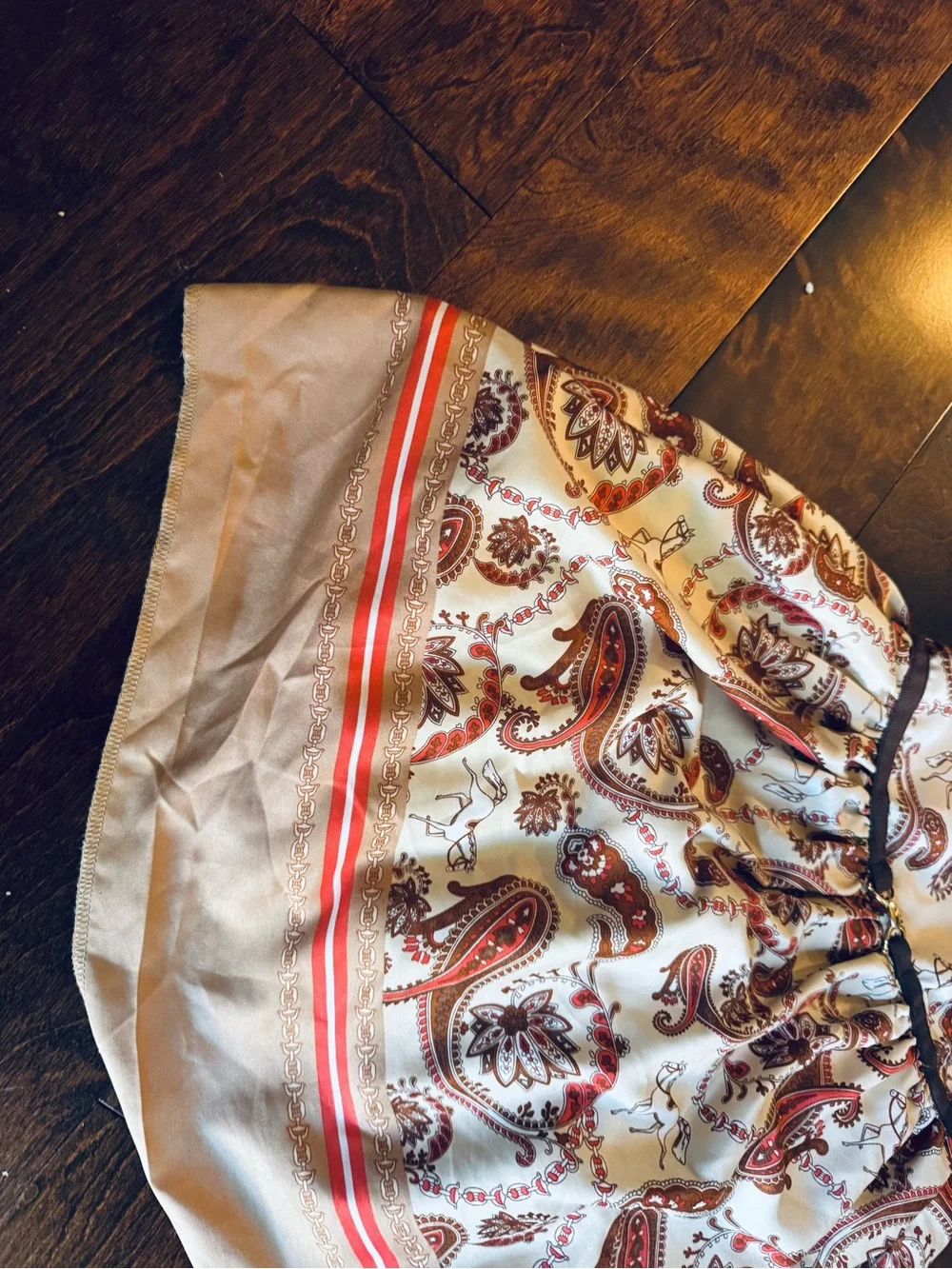 Janie and Jack White Paisley Cotton Dress with Rust and Brown Accents